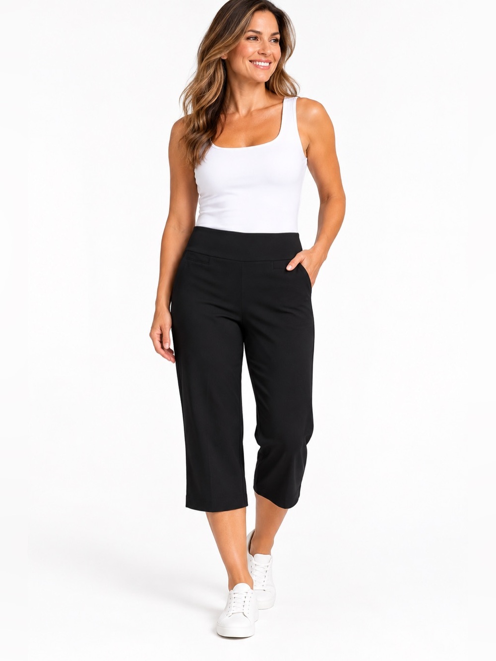 Briggs New York Black Capri Pants Women’s Large Pull On Stretch Workwear